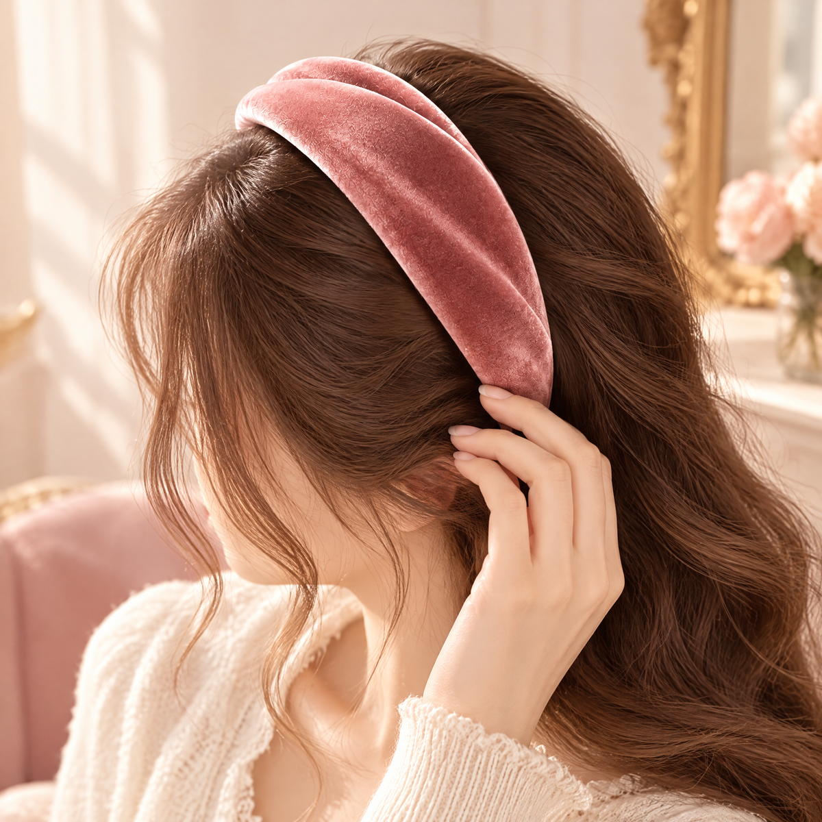 Prvoeian™ Elowen Vintage Velvet Padded Headband — Wide Retro Hair Band for Women