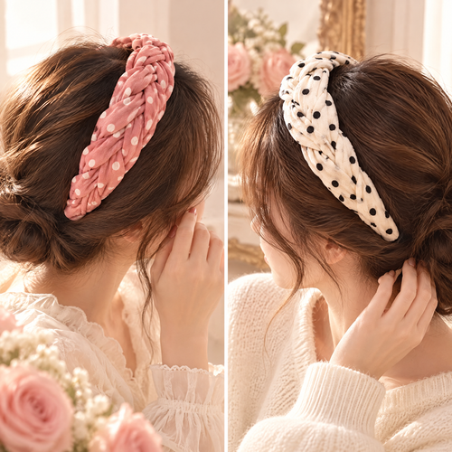 Prvoeian™ Colette Polka Dot Braided Headbands, 2-Pack — Printed Woven Hair Bands