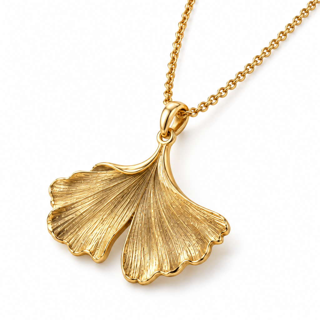 Prvoeian™ Aurelia Ginkgo Leaf Pendant Necklace — Botanical Vintage Leaf Charm Jewelry