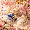 Prvoeian™ Virelle Fabric Feather Brooch — Original Textile Statement Lapel Pin