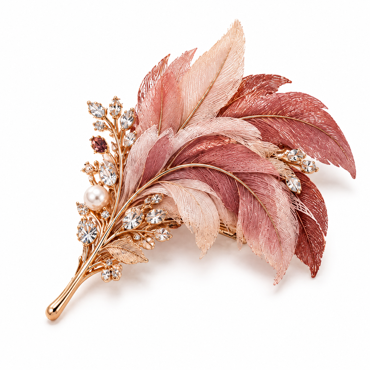 Prvoeian™ Virelle Fabric Feather Brooch — Original Textile Statement Lapel Pin