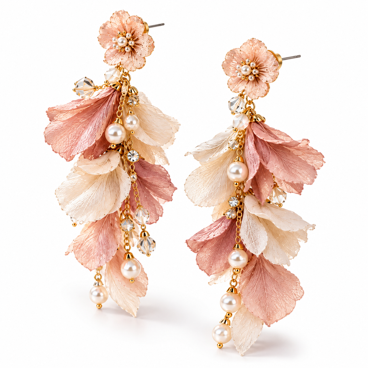 Prvoeian™ Florenne Fabric Flower Drop Earrings — Lightweight Floral Statement Earrings