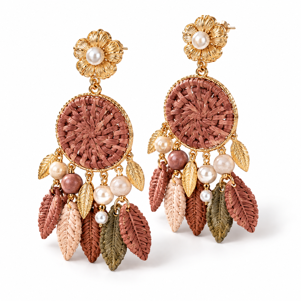 Prvoeian™ Avienne Woven Vintage Drop Earrings — Textured Retro Statement Earrings
