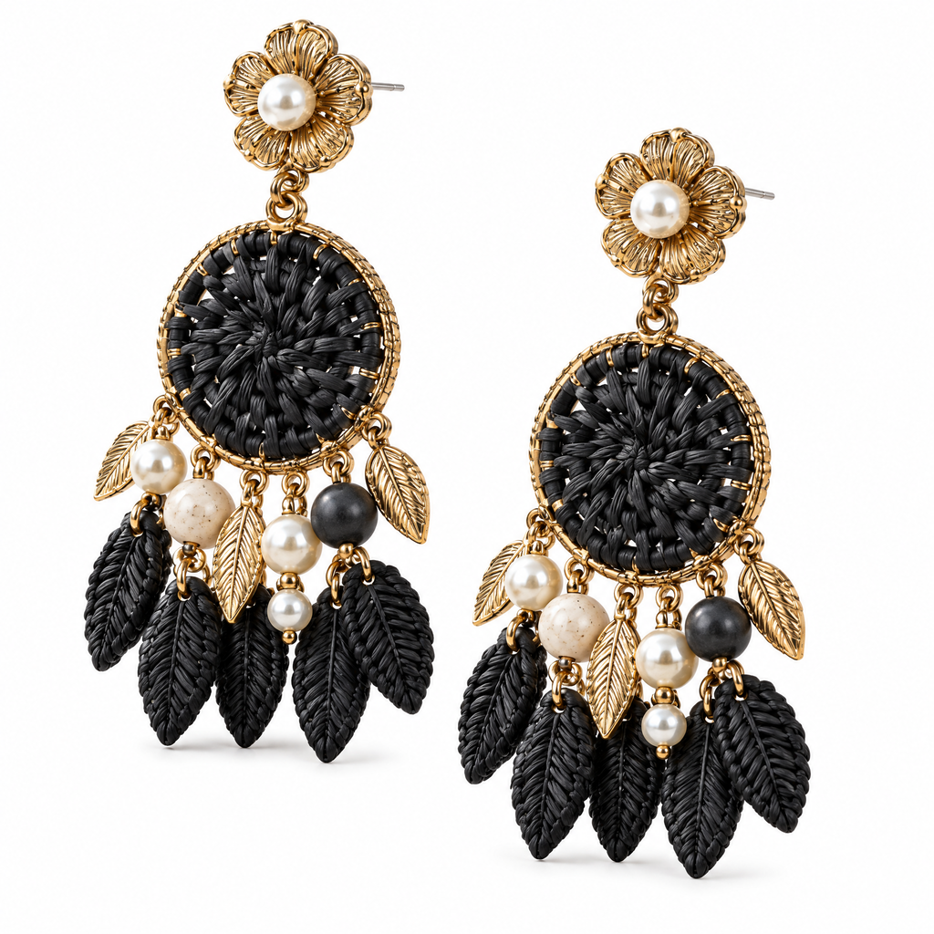 Prvoeian™ Avienne Woven Vintage Drop Earrings — Textured Retro Statement Earrings