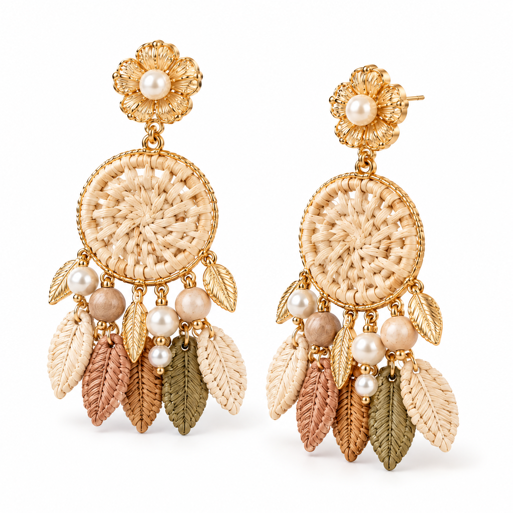 Prvoeian™ Avienne Woven Vintage Drop Earrings — Textured Retro Statement Earrings